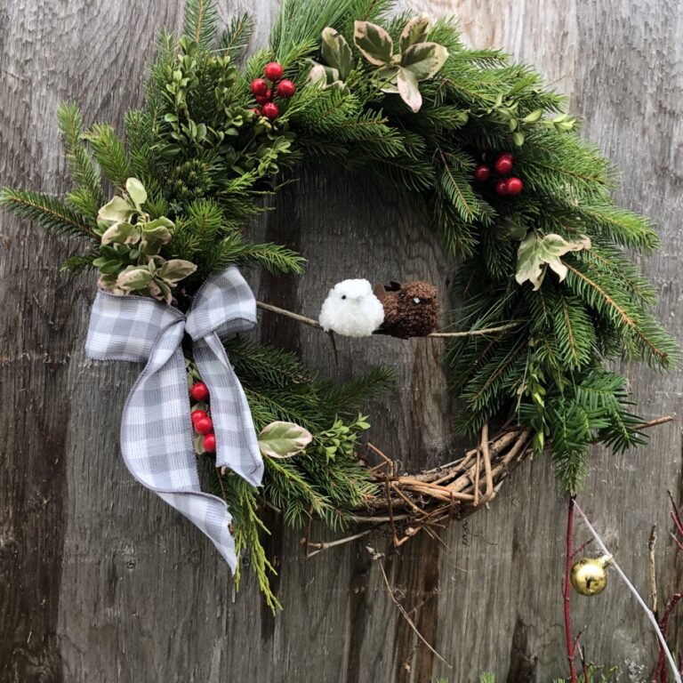 ‘Love Birds’ Hand crafted 14″ wreath